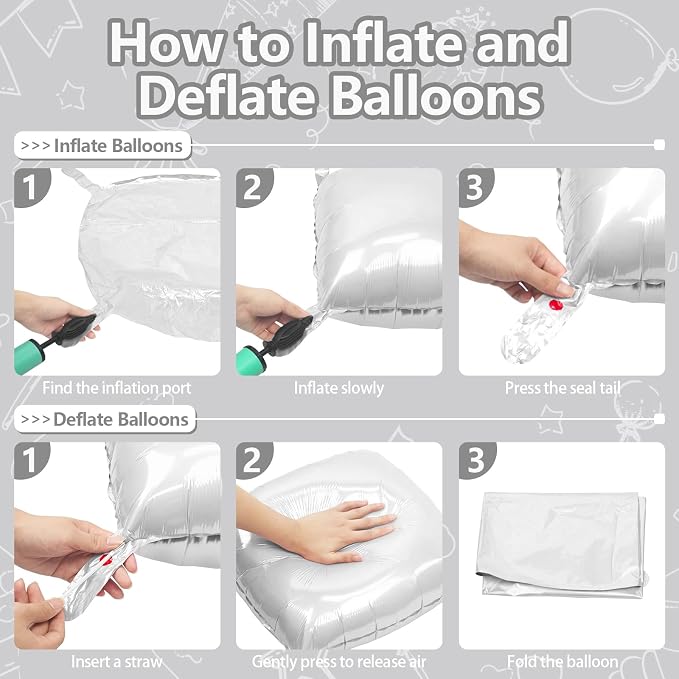 NISOCY 48PCS White Square Foil Balloons Wall Backdrop | Double Sided Pearl - Image 3