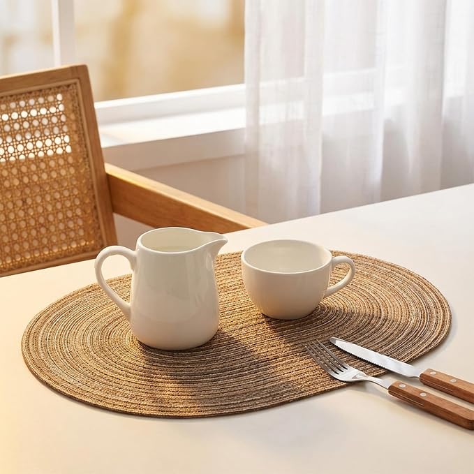Placemats Set of 4, Woven Oval Braided Dining Table Mats | 12 x 17.5 Inch Size - Image 5
