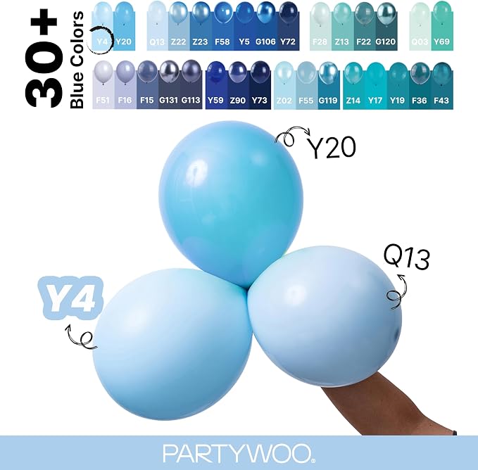 PartyWoo Light Blue Balloons 100pcs Baby Pastel Sky Aqua Blue Color | 18 12 10 - Image 4