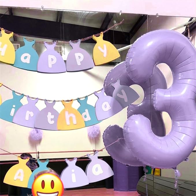 Light Purple Number 40 Birthday Balloons, 40 Inch Large Pastel Dusty Purple - Image 4