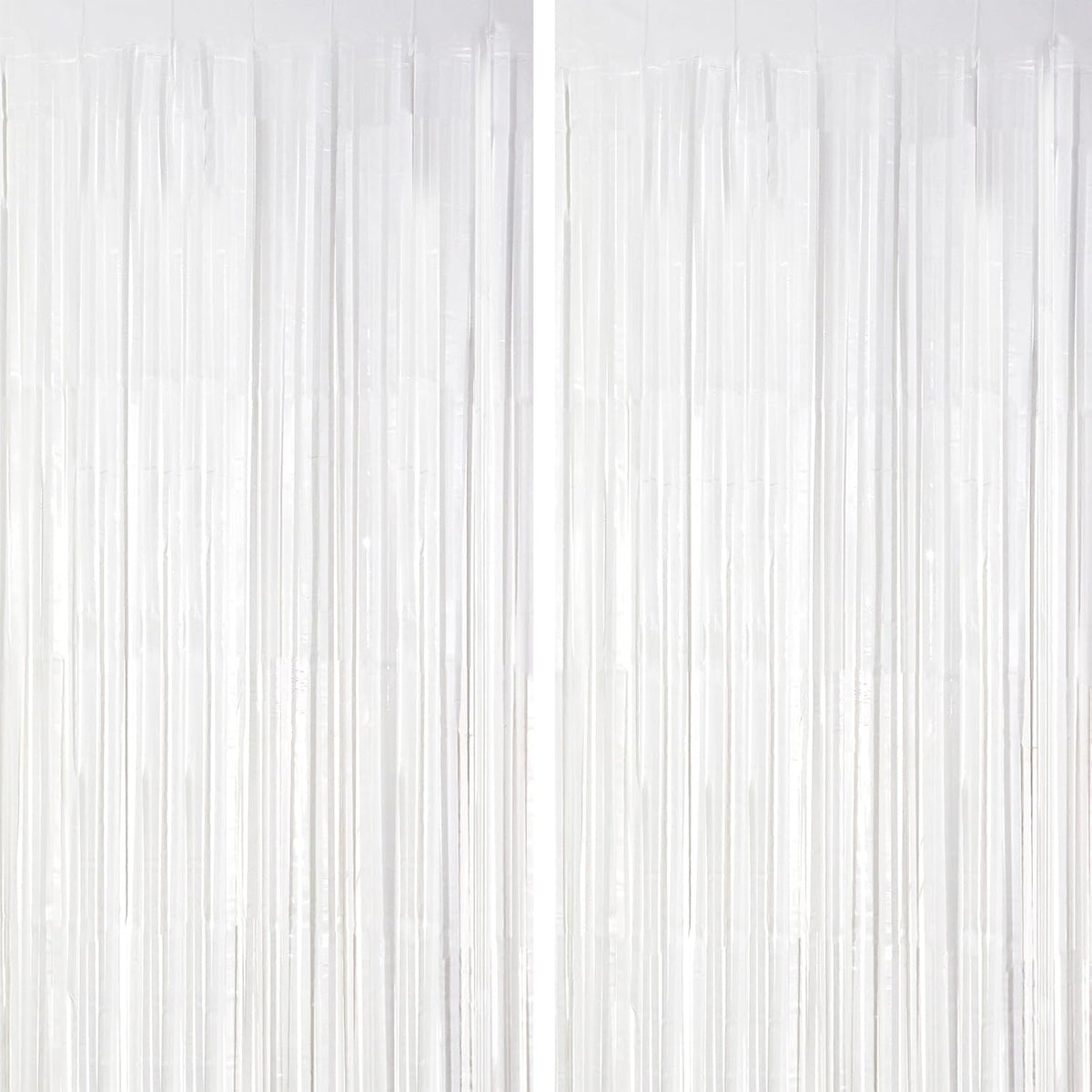2 Pack White Tinsel Foil Fringe Curtains, White Party Decorations, Metallic Tinsel Party Streamers Backdrop for Birthday Baby Shower Graduation Wedding Anniversary Party Decorations