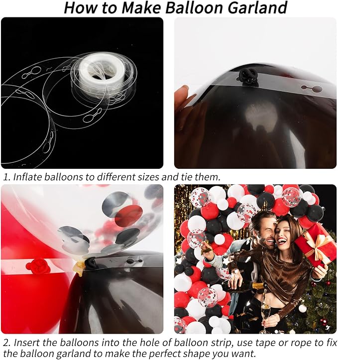 RUBFAC Balloon Arch kit Red Black White Balloons Confetti Garland 129pcs | - Image 4