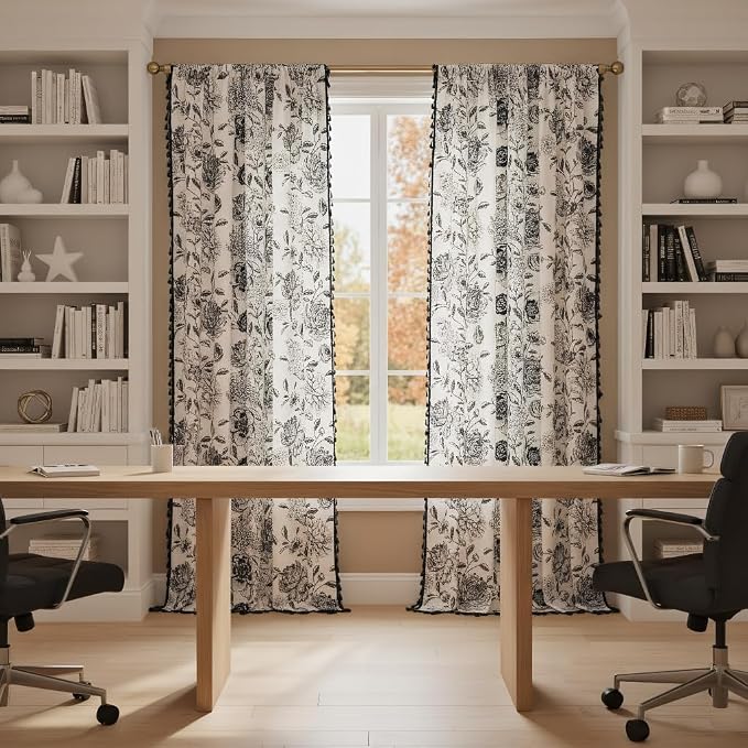 F-CHU Bohemian Curtains for Bedroom 63 Inch Length French Country Floral Drapes - Image 2