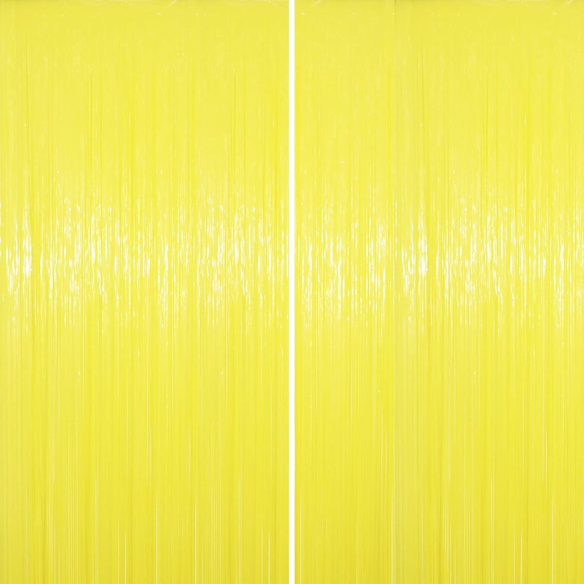 2 Pack Pastel Yellow Tinsel Foil Fringe Curtains, Yellow Party Decorations, Metallic Tinsel Party Streamers Backdrop for Birthday Baby Shower Graduation Gender Reveal Party Decorations