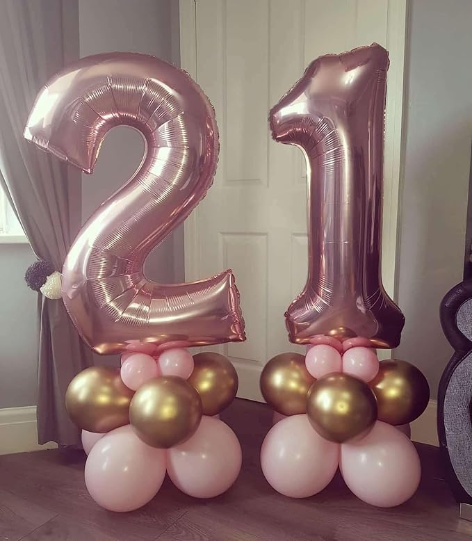 Rose Gold 21 Number Balloons, 40 Inch Giant Number 21 Balloons Foil Mylar - Image 3