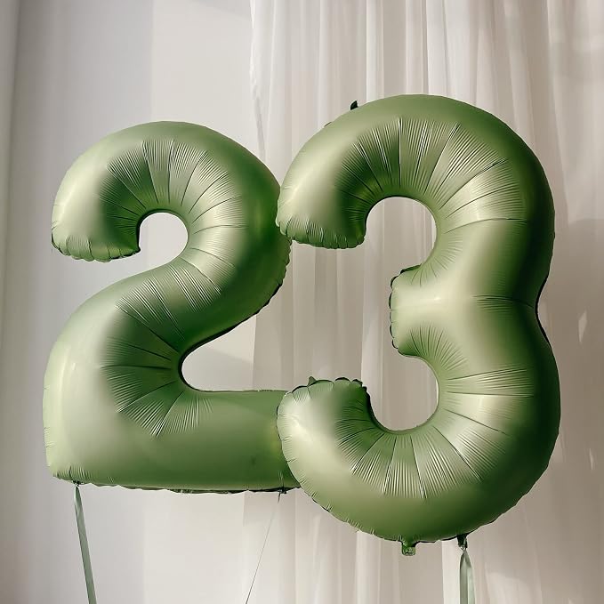 Sage Green Number 3 Balloon, 40In Large Foil Number Balloons Set 0-9 - Image 5