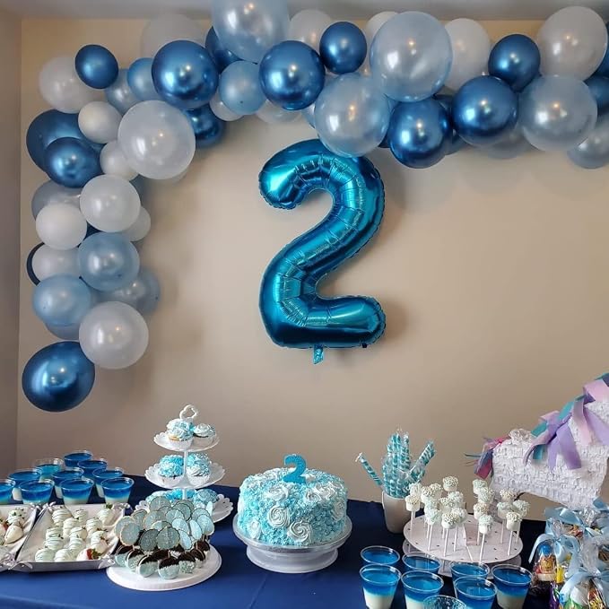 40" Blue Number 7 Balloon for Boys, Large Self Inflating Foil Number Balloons - Image 6