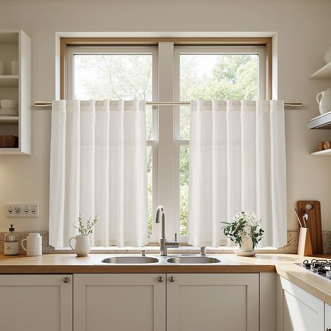 Linen Curtains 40 Inch Length for Short Window - Image 6