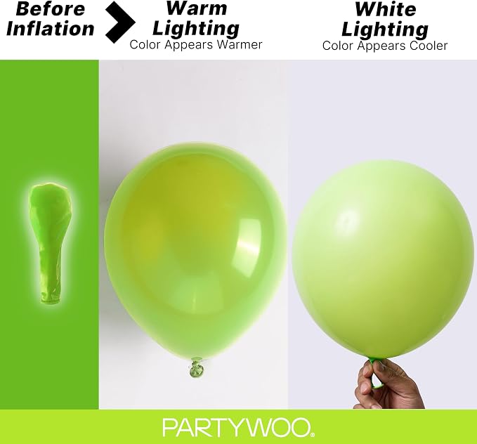 PartyWoo Lime Balloons 152pcs Green Light Green Color 18 12 10 5 Inch | Balloons - Image 3