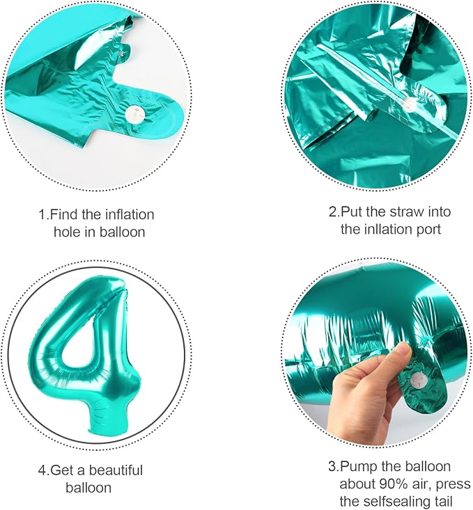 Happy Birthday Balloon 40 Inch Blue-Green 5 Balloon - Image 6
