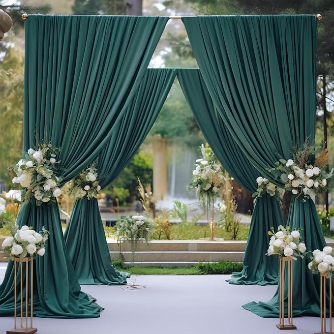 10x8 ft Wrinkle Free Hunter Green Backdrop Curtains - Image 8
