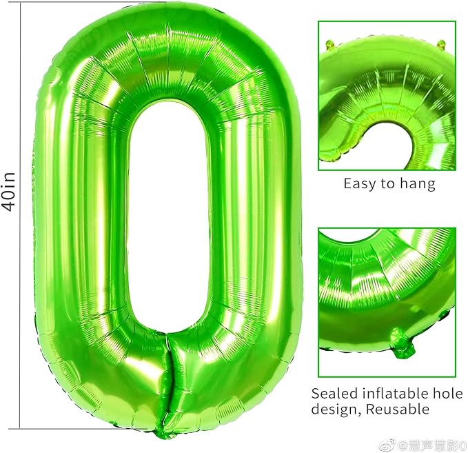 40 inch Number Balloon 0-9 Green Large Number 0 Balloons, Digital Balloons - Image 6