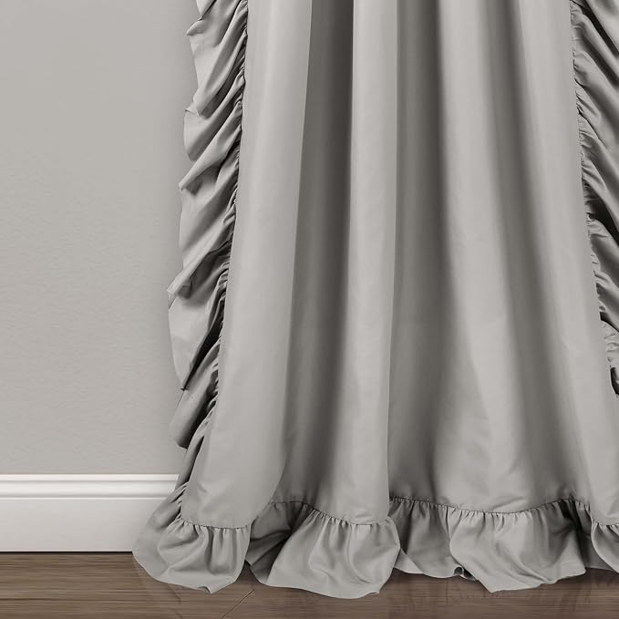 Lush Decor Reyna Ruffle Window Curtain Panel Set, Light Gray - Image 3