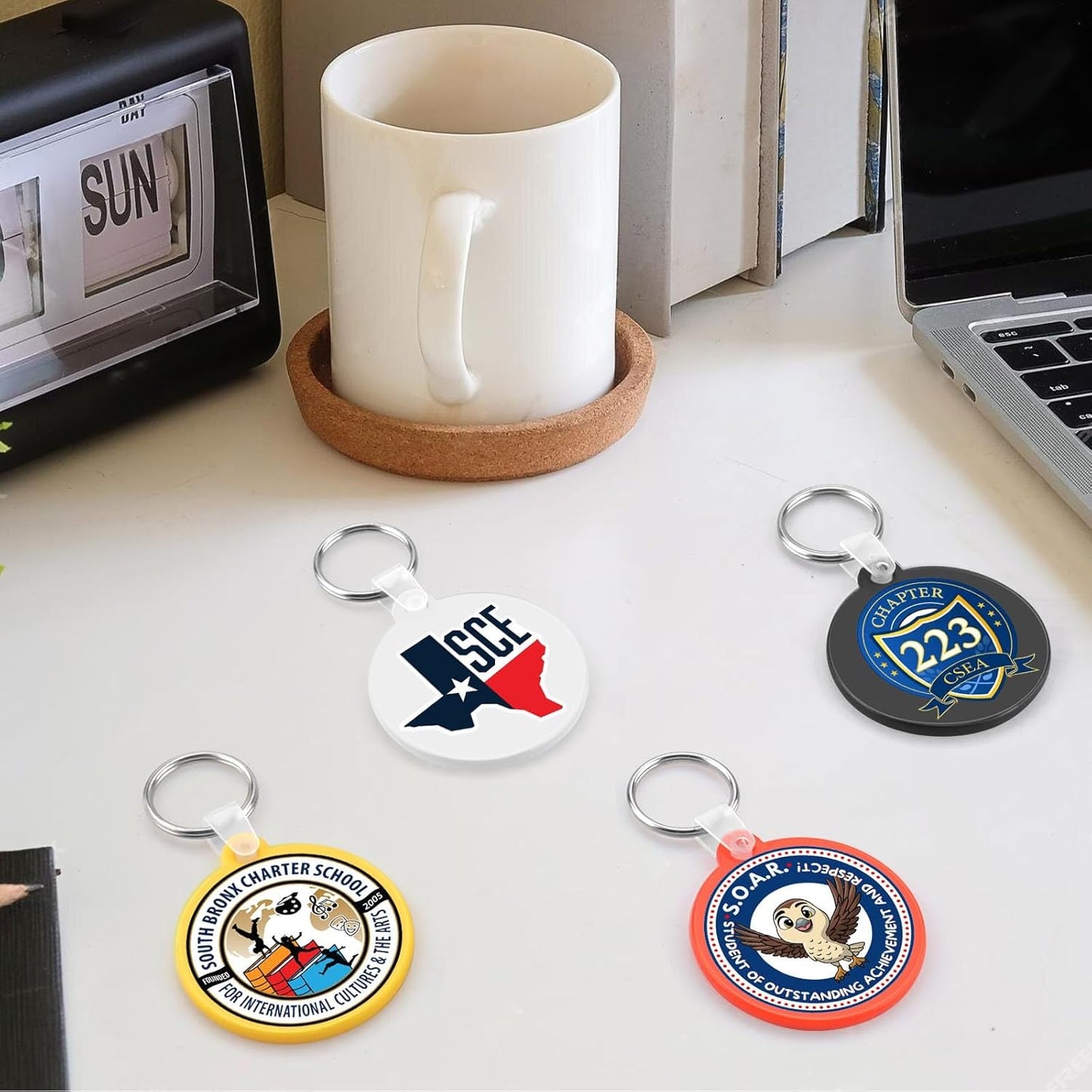 Custom Round Soft Keychains 150 Pack, Personalized Logo, Text Bulk - Perfect for Tradeshows, Party Favors, Events - Customizable Key Tags