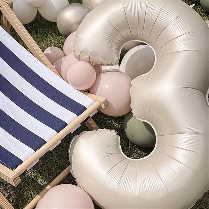 Cream Number Balloons, 40inch Large Beige Number 6 Foil Mylar Helium Balloons - Image 8