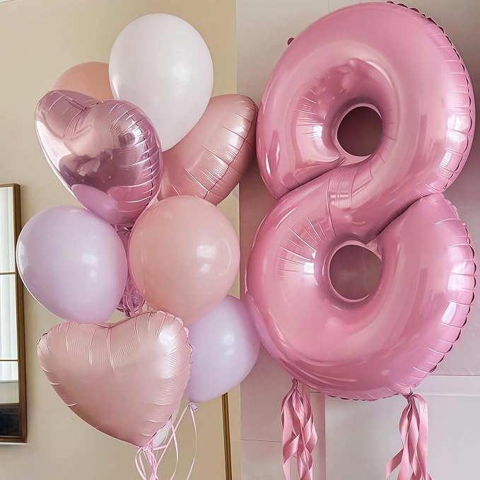 Pastel Pink 4 Balloon Number, 40 Inch Light Pink 4 Balloons Large Helium Foil - Image 5
