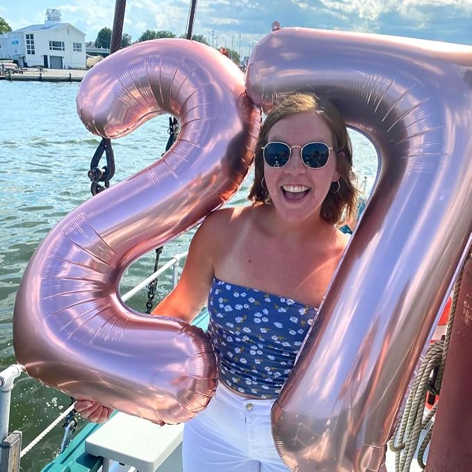 Rose Gold 8 Balloons, 40 Inch Large Foil Number Balloons Set 0-9, Self - Image 8
