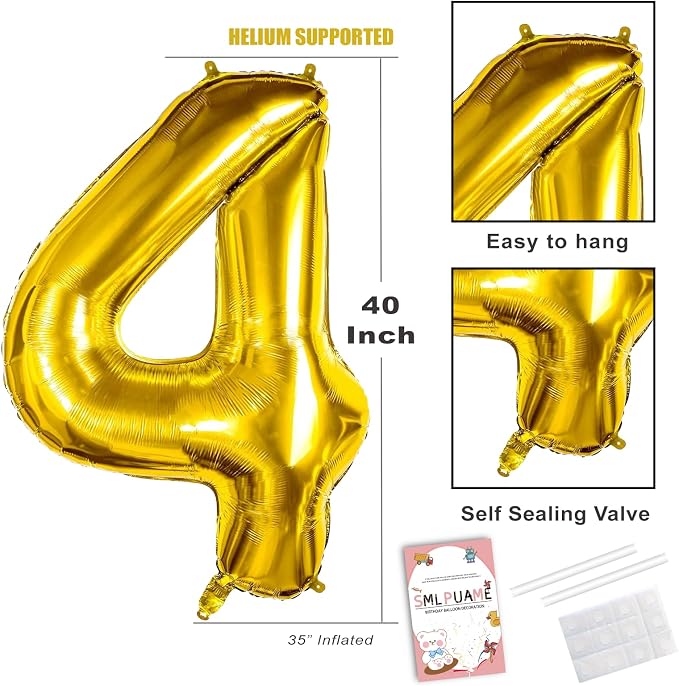40 Inch Gold 24 Balloon Numbers, 24th Birthday Party Decorations | Large Self - Image 3