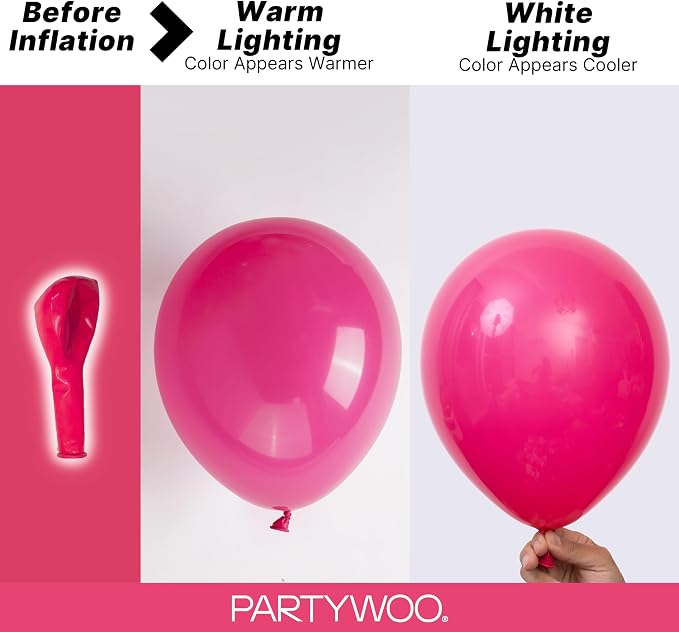 PartyWoo Hot Pink Balloons 100pcs Magenta Fuchsia Color 36 18 12 10 5 Inch | 36 - Image 3