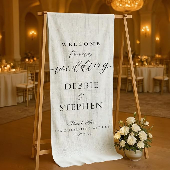 Personalized Wedding Welcome Sign Banner – Custom Couple Names & Date, Elegant - Image 4