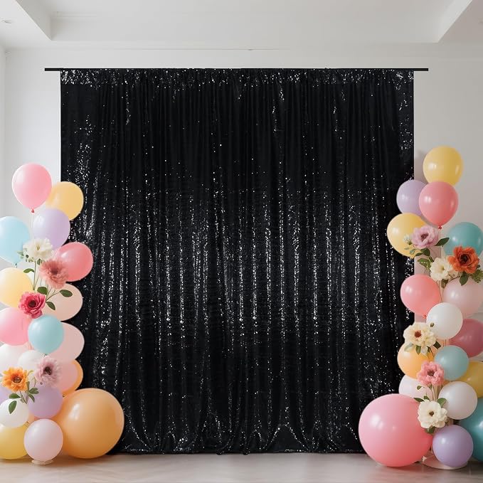 SquarePie 5x7ft Black Sequin Backdrop, High Density Non-Transparent Glitter - Image 8