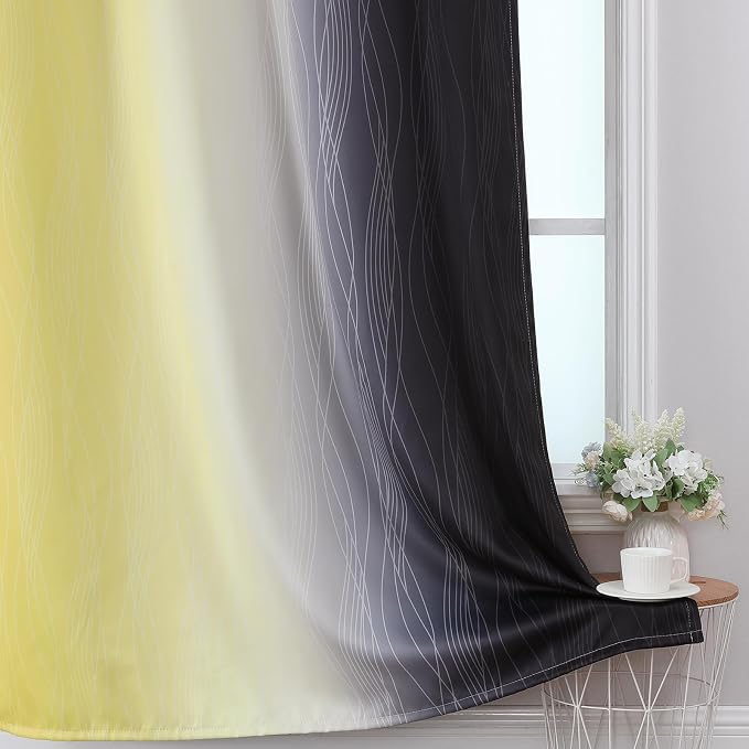 Black and Yellow Gradient Blackout Curtains - Image 6