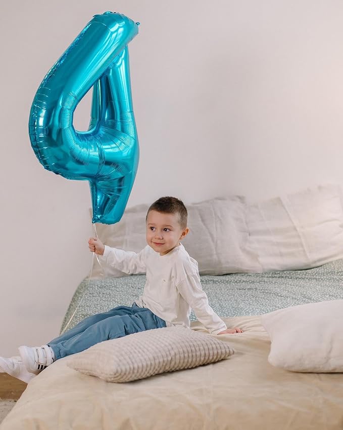 Light Blue Number 1 Balloon 40 Inch, 1st Birthday Decorations Men Women | Foil - Image 4