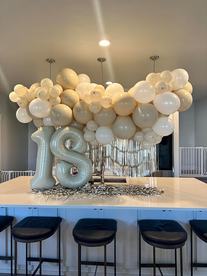 17 Balloon Numbers 40Inch for 17th Year Old Birthday Decorations, Cream | 40In - Image 7