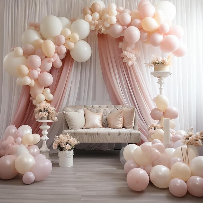 Wedding Arch Draping Fabric Backdrop Drapes 28.7"x 20FT, Dusty Rose | Sheer - Image 3