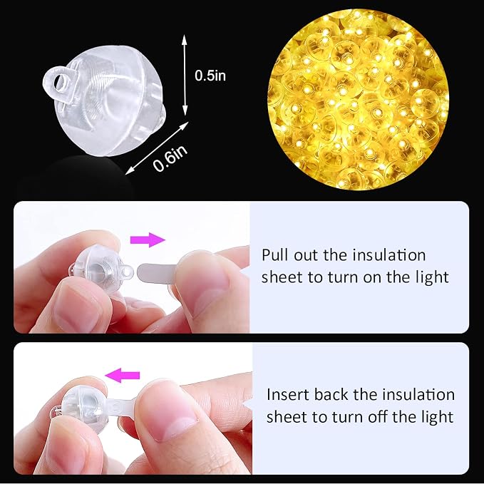 ZGWJ 200PCs Warm White Balloon Lights Mini, Battery Powered, Long Standby Time - Image 2