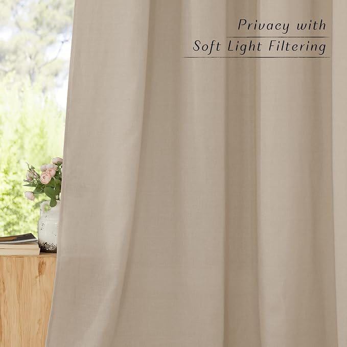 NICETOWN Privacy Light Filtering Linen Curtains & Drapes, Grommet Privacy Added - Image 2