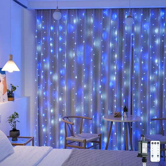 JMEXSUSS 300LED Christmas Curtain Lights Plug in, 9.8x9.8ft | Hanging Fairy by JMEXSUSS