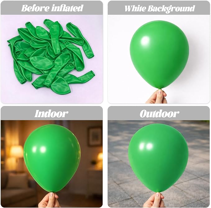 Voircoloria 110pcs Green Latex Party Balloons, 12inch | - Image 3