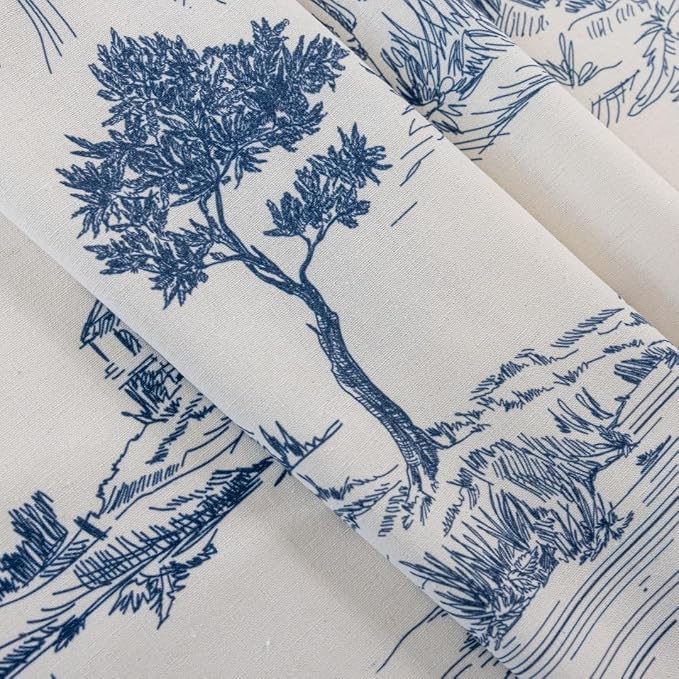 F-CHU Blue Vintage Curtains 72 Inches Long - Image 6