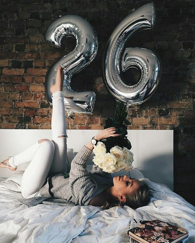 Large Number Balloons 40 Inch Silver 16 Balloon - Image 2