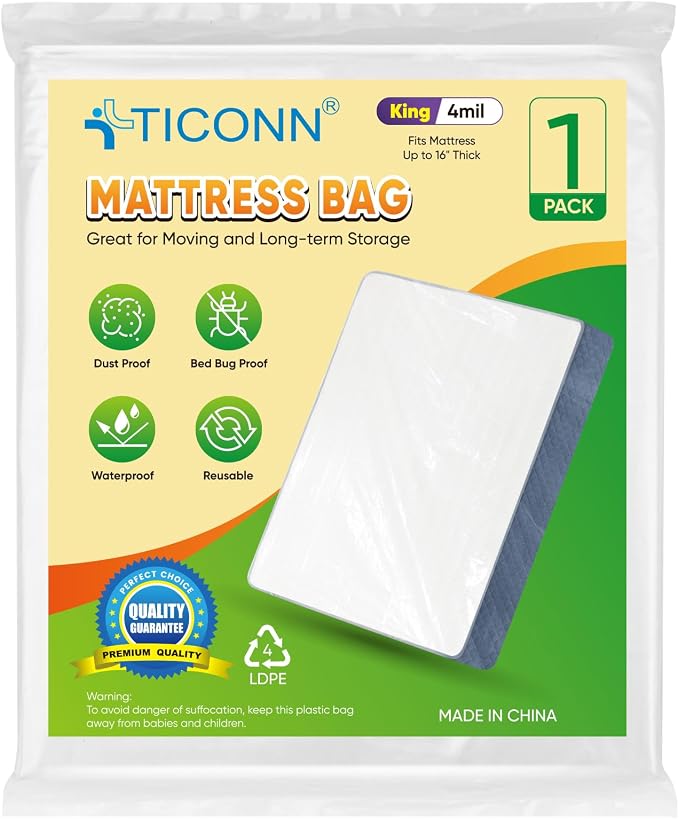 TICONN 1PK Plastic Mattress Bag by TICONN
