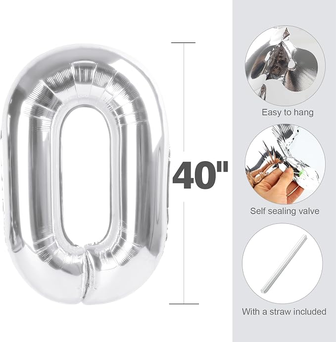 Number Balloons 6 Balloon Silver - Image 5