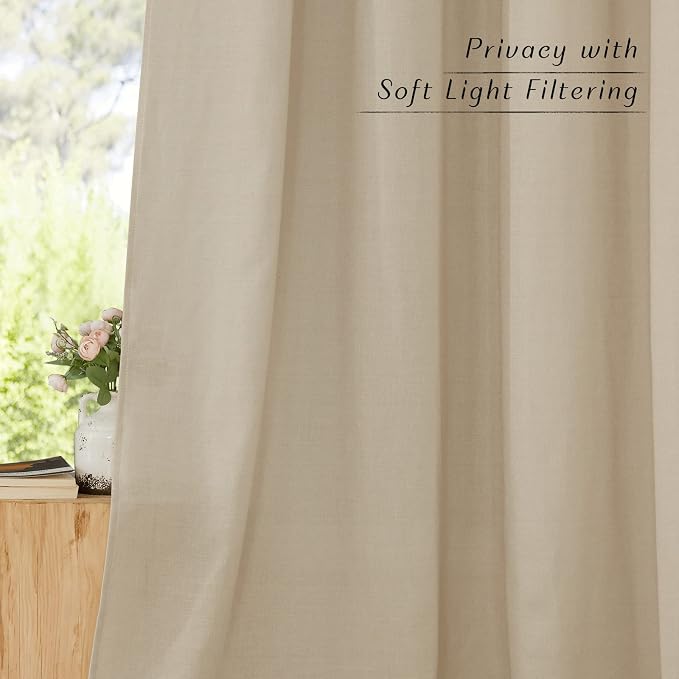 NICETOWN Rustic Linen 144 inch Long Curtains - Image 5