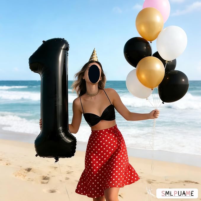 40 inch Number Balloon 0-9 Black Large Number 1 Balloons, Digital Balloons - Image 4