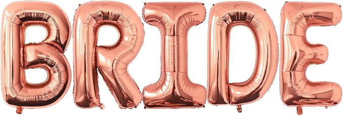 40 Inch Rose Gold BRIDE Letter Foil Balloons, Giant Mylar Helium Balloons - Image 4