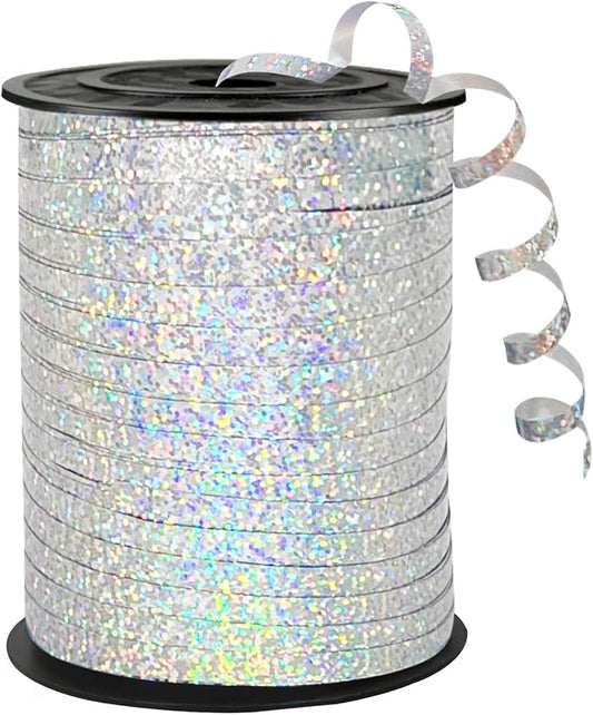 500 Yards Silver Satin Ribbon Curling Crimped Balloon Ribbon, Balloon String by weizedm