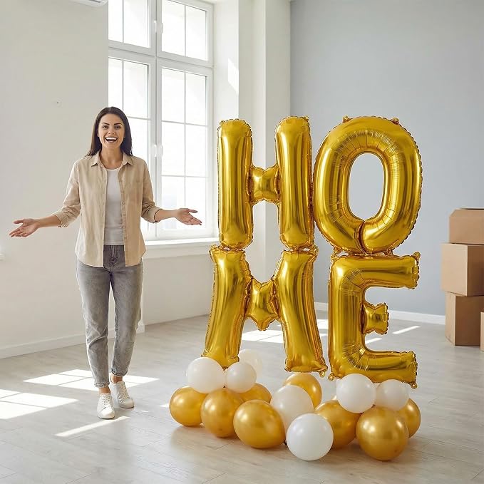 Gold Letter B Balloons, 40 Inch Large Foil Letter Balloons, Custom Phrase - Image 5