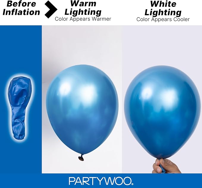 PartyWoo Metallic Blue Balloons 140pcs Chrome Blue Color 18 12 10 5 Inch | 18 - Image 3