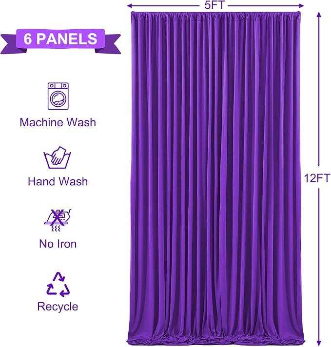 6 Panels Purple Backdrop Curtains - Image 5