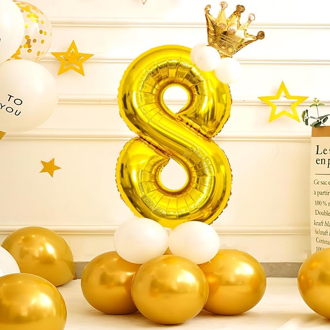 Gold Number Balloons Birthday Balloons - Image 2