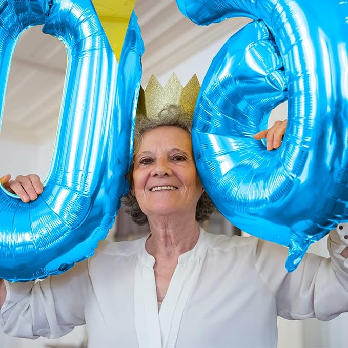 17th Birthday Blue Foil Number 17 Balloons - Image 6