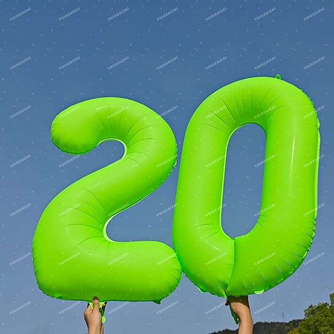 40IN Fluorescent Green Number 0 Balloons Glow In The Dark Green Balloon | - Image 4