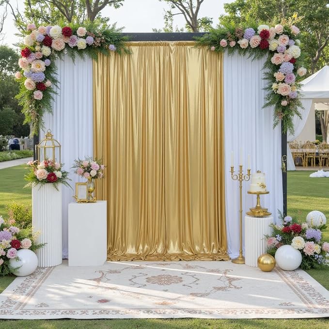 30x12ft Glitter Gold Backdrop Curtains, Sequin Curtains Wrinkle Free Polyester - Image 7