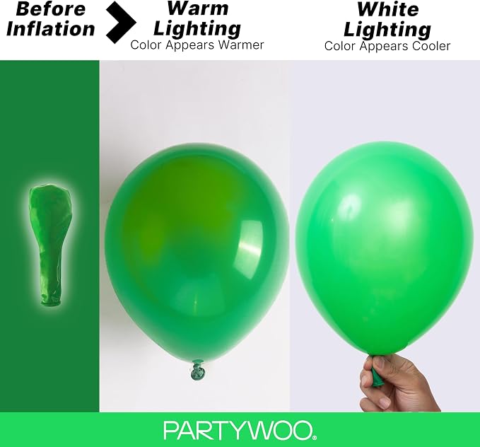 PartyWoo Green Balloons 140pcs Different Sizes of 18 12 10 5 Inch | Balloons - Image 3