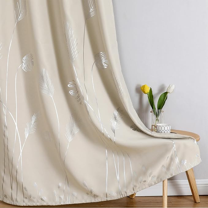 Silver Blackout Curtains Window Curtain Panels - Image 7